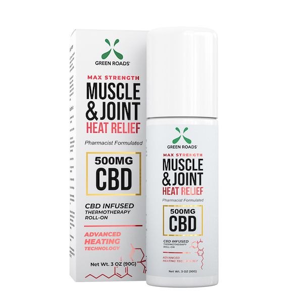 Green Roads Heating Muscle & Joint Roll-On CBD Cream Box-of-4 (Choose Strength)