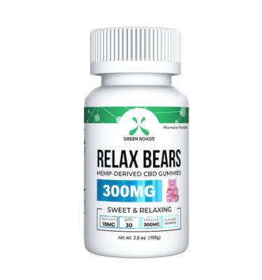 Green Roads 300mg CBD Relax Bears bottle 30ct Box-of-4